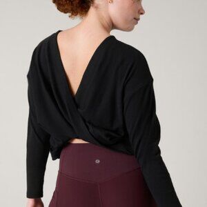 Athleta Presence Twist Sweatshirt Size S Black